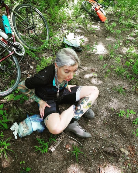 Purposeful contact with the ground.