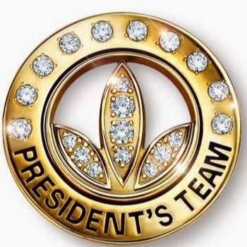 A rendering of Herbalife's President's Team pin, which is gold and studded with diamonds.