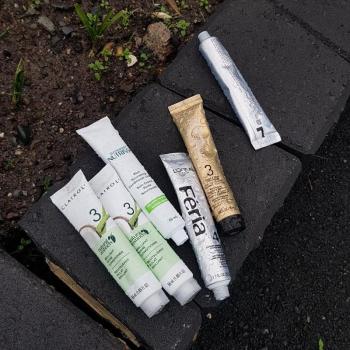 Tubes of conditoners that come in hair colour home kits.