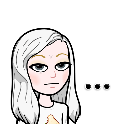 A blank-faced bitmoji with three large ellipses.